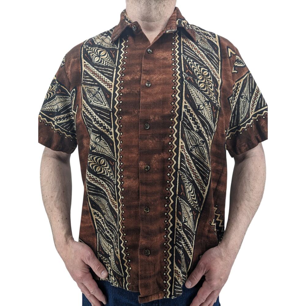 Vintage 1960's "Tuimalila" Turtle Aloha HAWAIIAN MEN'S SHIRT Bark Cloth Fabric - Picture 6 of 9